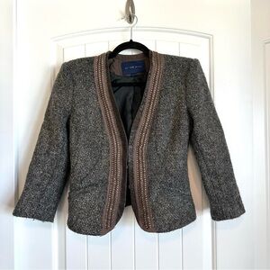 OF TWO MINDS structured blazer / suit jacket with beaded detail women's size 4